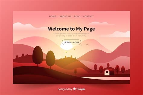 Free Vector | Welcome landing page template with landscape