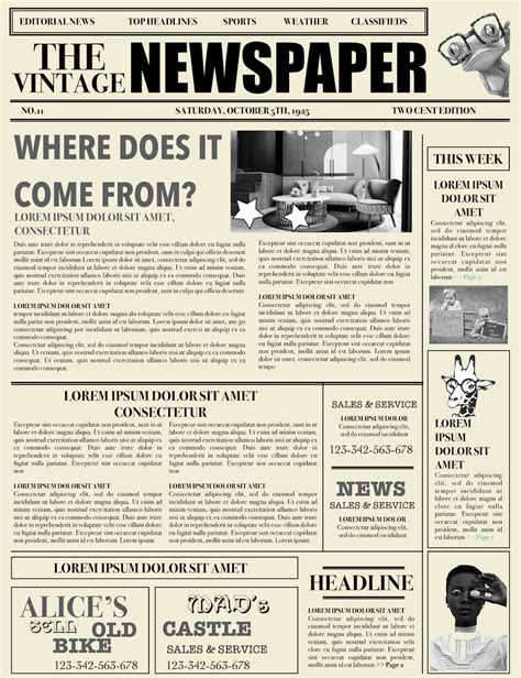 Editable Newspaper Template