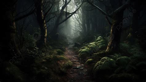 Dark Path Through A Dark Forest Background, Dark Forest Pictures ...