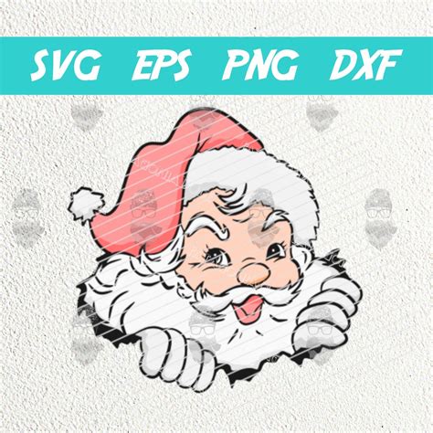 Santa Claus SVG PNG, Peeking Santa, Retro Christmas SVG - Etsy