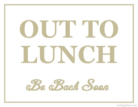 Printable Out To Lunch Sign