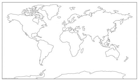 Simplified large world map outline - Cosmographics Ltd