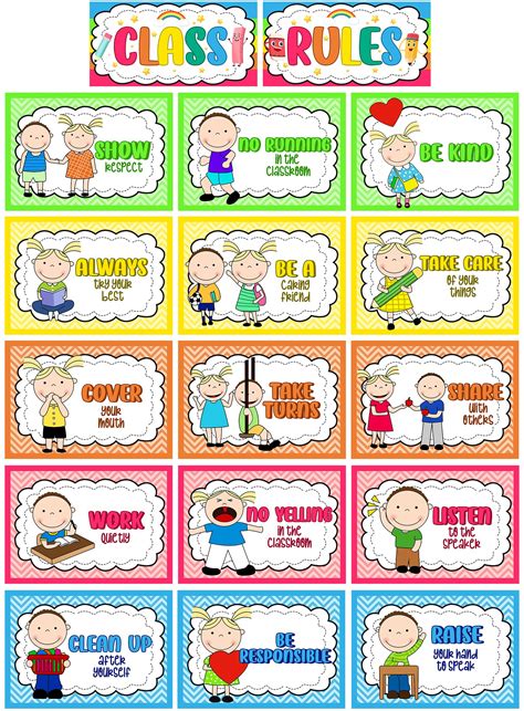 Buy 17 Pcs A4 Classroom Rules- Preschool Class Rules s- Classroom Rules ...