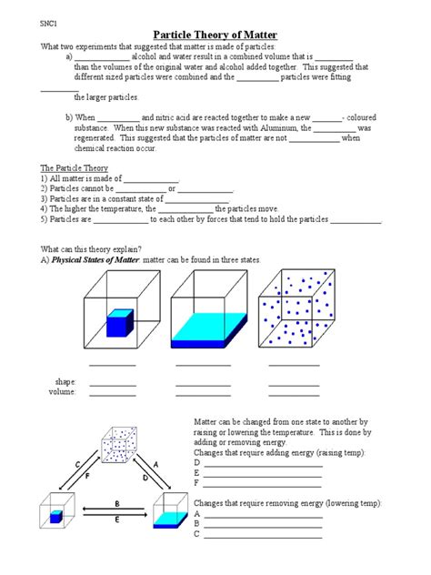 Particle Theory Worksheets | Matter | Mixture