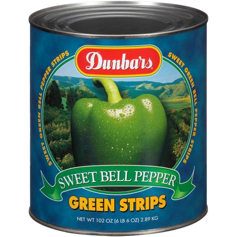 6/10 Dunbars® Green Bell Pepper Strips 3/8" WIDE - Moody Dunbar