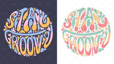 2 Hippie Lettering Stickers - Graphics | Motion Array