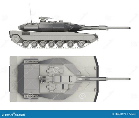 Military Tank Side and Top View Isolated on White Stock Illustration ...