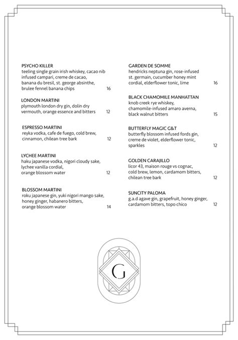 COCKTAIL MENU | The Garrison