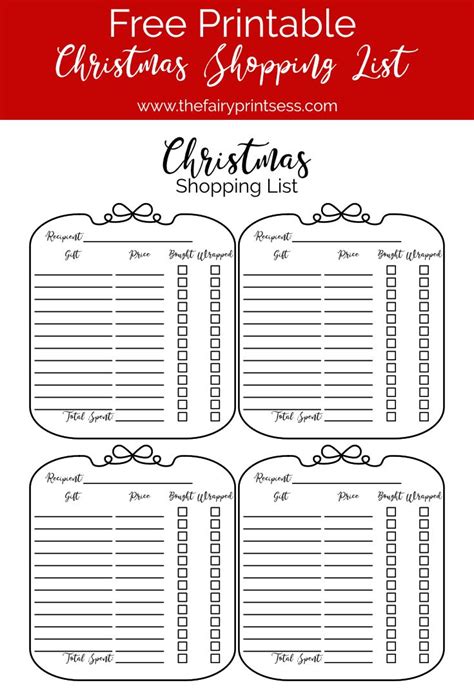 Free Printable Christmas Shopping Lists - | Ingles