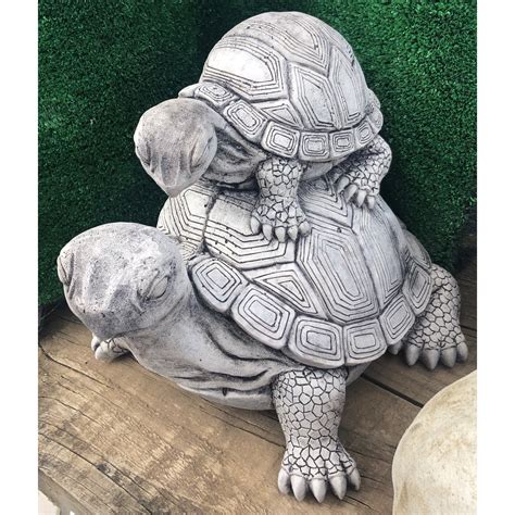 Turtle on Turtle Concrete Statue (1100) - Pots n Pots