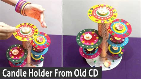 DIY Creative Ways To Reuse Old CD - How to Make Candle Holder From Old ...