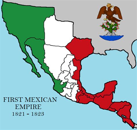 First Mexican Empire - flag map with administrative divisions : cartography