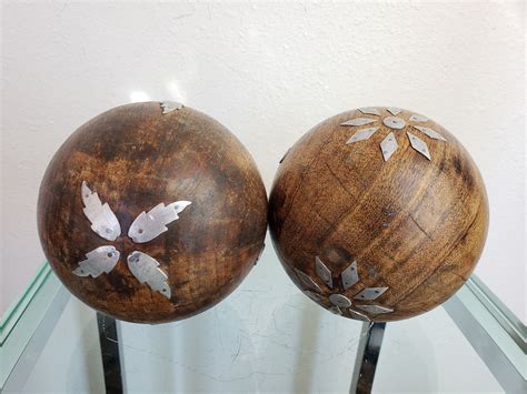 Decorative Wood Balls Spheres With Metal Embellishment Design / Wood ...