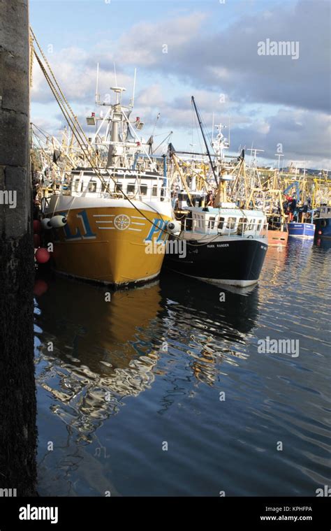 Trawler Fishing boats in Peel harbour, Isle of Man, United Kingdom ...