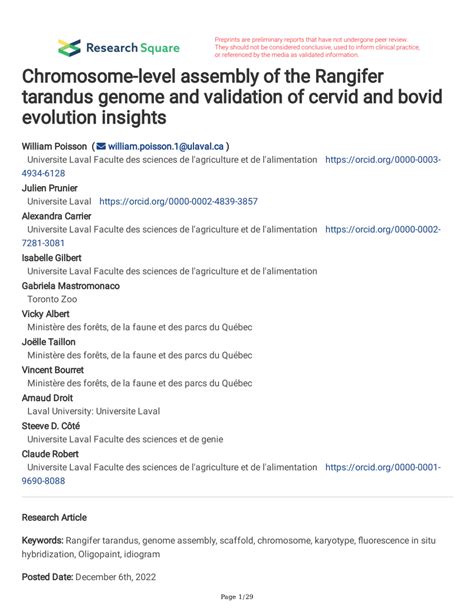 (PDF) Chromosome-level assembly of the Rangifer tarandus genome and ...