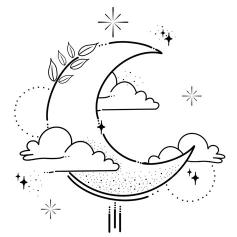 Coloring Page Aesthetic Moon, Moon Drawing, Ring Drawing, Color Drawing ...