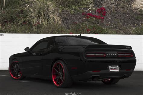 Threatening Look of Blacked Out Dodge Challenger SRT Highlighted by Red ...