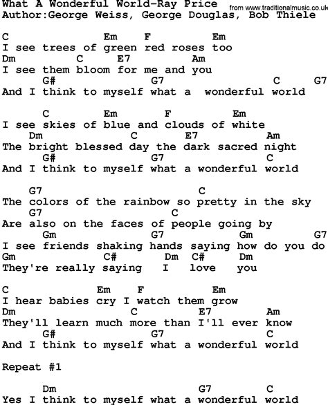 Country Music:What A Wonderful World-Ray Price Lyrics and Chords