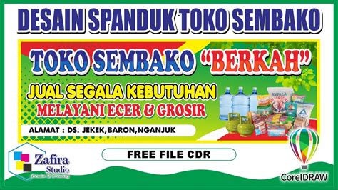 DESAIN BANNER TOKO SEMBAKO BERKAH (FREE FILE CDR) - YouTube