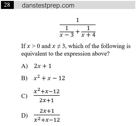 How To Solve Hard SAT Math Problems - Complex Fractions - Dan's Test Prep