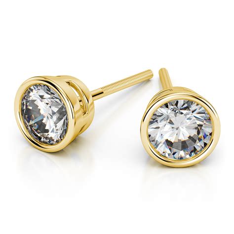 Bezel Diamond Earring Settings In Yellow Gold (14k or 18k)