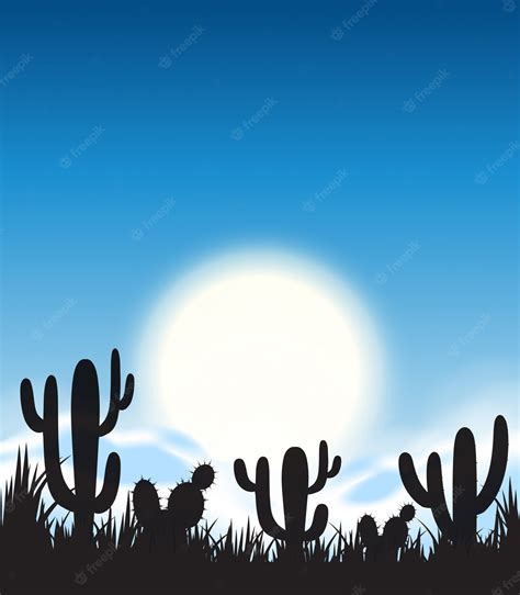 Premium Vector | A silhouette desert scene