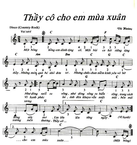 sheet thầy cô cho em mùa xuân