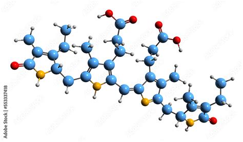 3D image of Urobilin skeletal formula - molecular chemical structure of ...