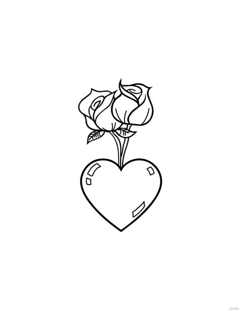 Flower Love Heart Drawing in PDF, Illustrator, JPG, EPS, SVG, PNG ...