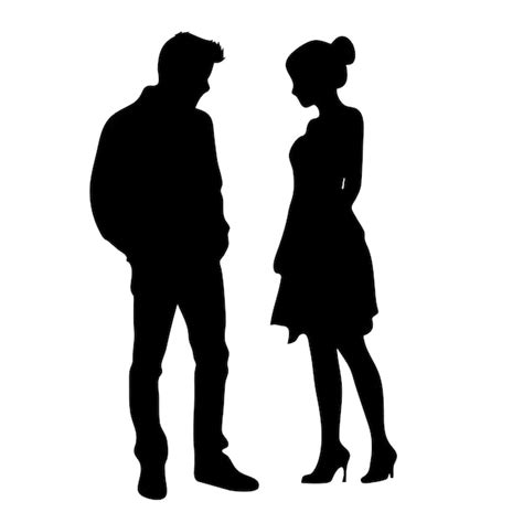 Premium Vector | A silhouette sad couple standing want a new relationship