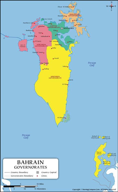 Bahrain Governorates Map HD, Bahrain Political Map HD