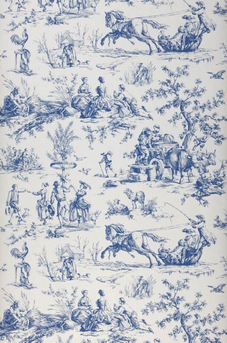 Wallpaper Toile de Jouy blue | Wallpaper from the 70s