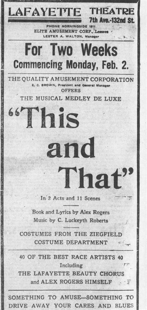 February 2: "This and That" at the Lafayette — NY 1920s