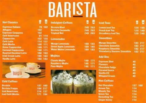 Menu at Barista, Gurugram, Building 8