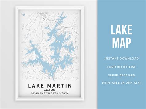 Printable Map of Lake Martin Alabama United States Instant - Etsy