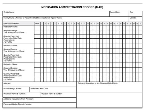 Printable Medication Administration Form Template - Printable Forms ...