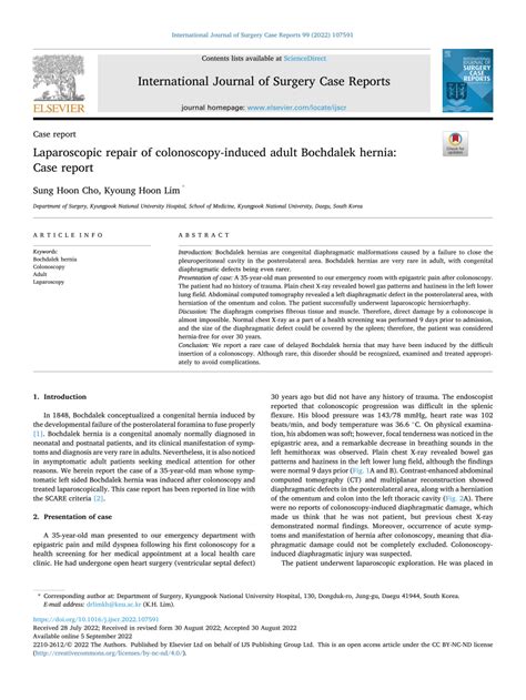 (PDF) Laparoscopic repair of colonoscopy-induced adult Bochdalek hernia ...