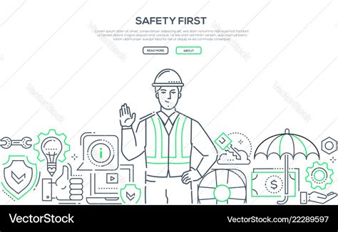 Safety first - modern line design style banner Vector Image