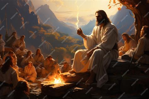 Premium AI Image | jesus christ bible holy mountain sermon