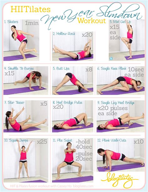 HIITilates New Year Slimdown Workout Printable Pop Pilates, Pilates ...