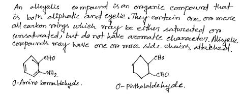 What are alicyclic compounds? Give two examples with their names.