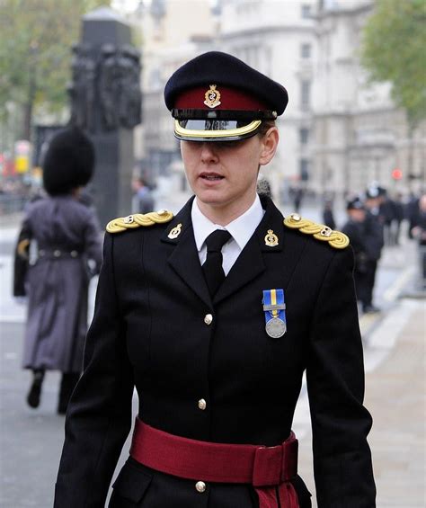 A female medical officer in Royal Army Medical Corps full dress uniform ...