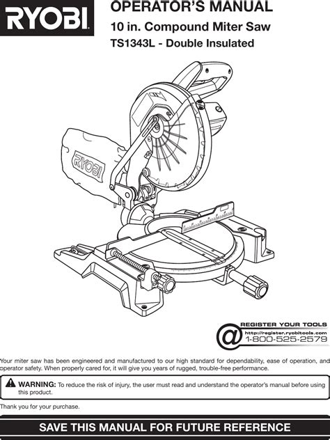 Ryobi Cordless Saw Ts1343L Users Manual