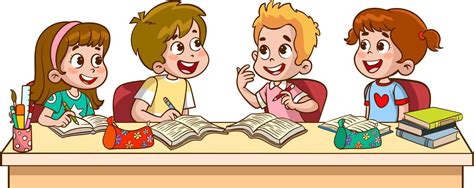 cute little kids studying together cartoon vector illustration 21611459 ...