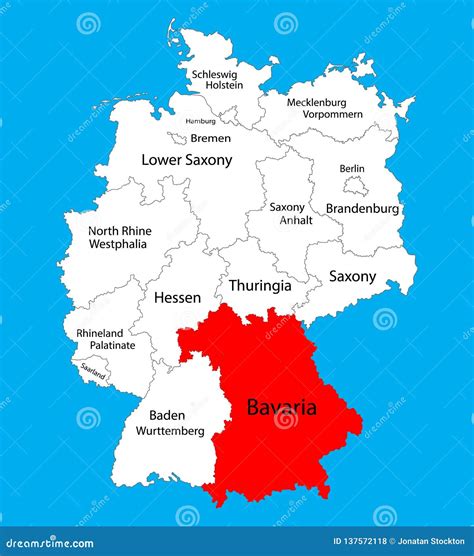 Bavaria State Map, Germany, Vector Map Silhouette. Stock Illustration ...