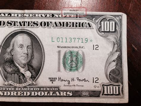 1950 $100 Dollar Bill Star Note Old Paper Money Us Currency - District L