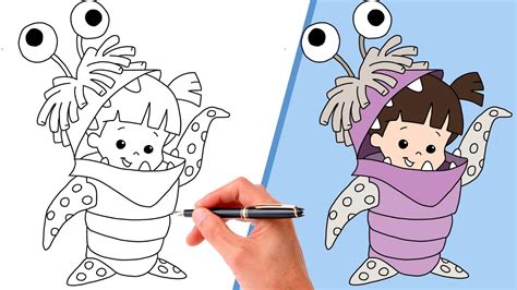 How To Draw CUTE BOO IN COSTUME FROM MONSTERS INC | SUPER EASY DISNEY ...