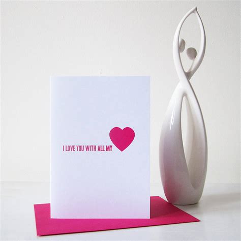 'i love you with all my heart' card by mrs l cards | notonthehighstreet.com