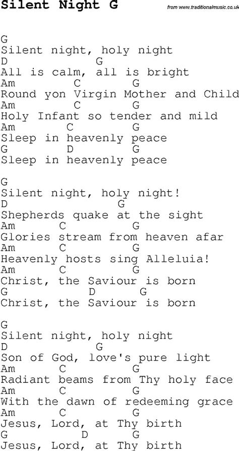 Christmas Carol/Song lyrics with chords for Silent Night G | Ukulele ...