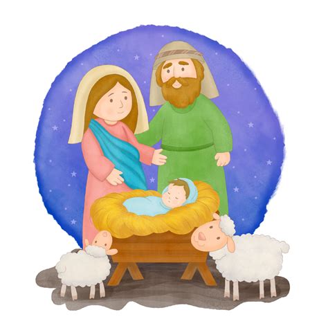 Nativity scene Christmas Manger scene with Jesus, Mary, Joseph and ...